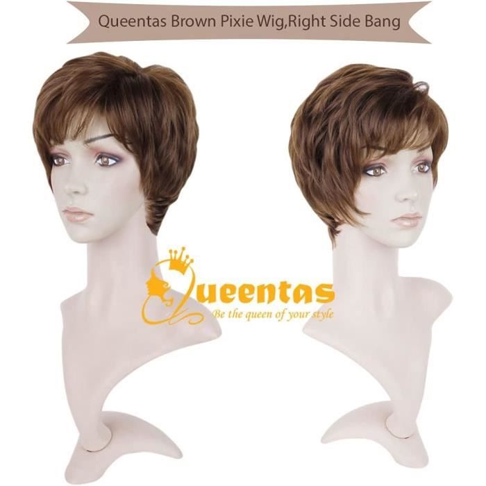 Perruque Homme Courte Bouclée Synthétique - Couleur Brune, Style Naturel, Bonnet Inclus, Pour Déguisement, Cosplay, Halloween, Quotidien