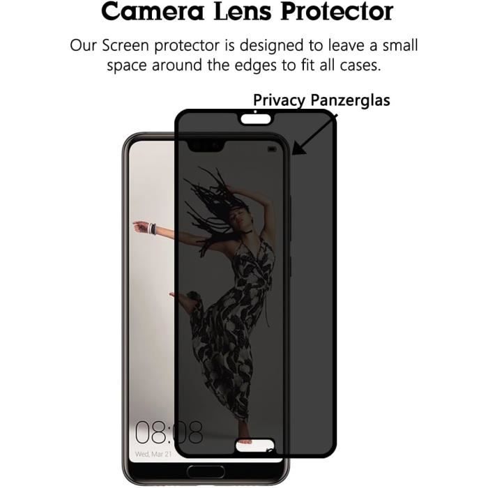 Yiunssy Vetro Temperato Privacy Per Huawei P20 Lite – Antispy 38° – Durezza 9H – Pellicola Protettiva - 2