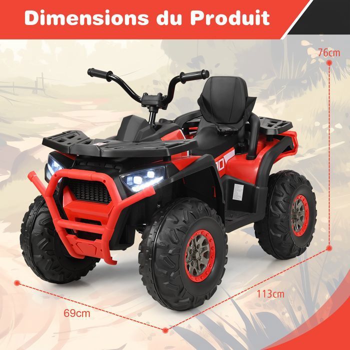 GOPLUS Quad Eléctrico 12V Para Niños De 3 A 8 Años – Moto Con USB, MP3, Faros LED Y Bocina, Velocidad De 3 A 8 Km/h, Peso Máx. 50 Kg