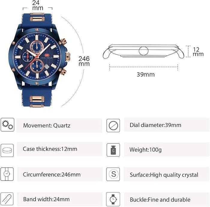 Montre-bracelet Numérique Pour Homme Avec Chronomètre - Étanche, Rétroéclairage LED, Compte à Rebours, Alarme, Calendrier - 5