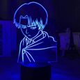 3D Night Light Captain Levi Ackerman Figure Led Night Light pour enfants enfant chambre d&eacute;cor veilleuse lampe de table-0