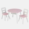 KidKraft - Ensemble table ronde avec rangement + 2 chaises - Rose et blanc-0