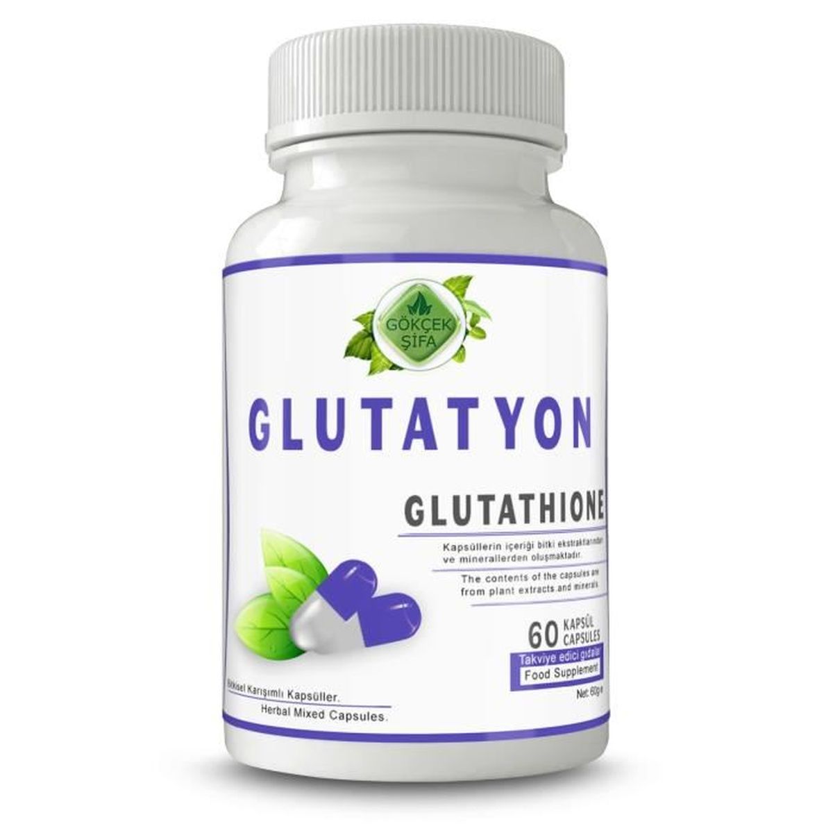 Gélules Blanchissantes GLUTATHIONE 60 Gélules (30 000mg) - Antioxydant - Origine USA