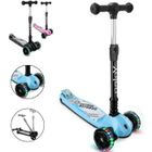 Yoleo Trottinette Enfant Lumineux LED 3 Roues Hauteur Réglable Véhicule Enfant pour Garçons Filles de 3 à 12 Ans Cadeau Jouet Bleu