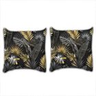 MOUTON MAISON DECO Taies d'oreillers Feuilles palmiers tropicales noir gris or 3D effet 2 pieces 63*63cm