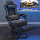 PULUOMIS Fauteuil gamer ergonomique, Fauteuil de bureau, Chaise gaming, Support lombaire Massage, Repose-pied, Appui-tête, Bleu