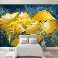 Papier Peint Soie Papier Peinture 3D Peinture à l'huile de feuille d'or, papier peint mural d'art moderne,décoration de maison