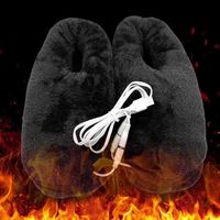 Chauffe-pieds Chaussures chauffantes électriques, chaussons chauffants d'hiver en peluche douce Coussin de pied de charge USB