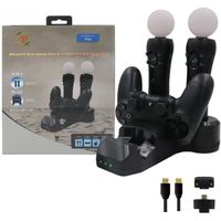 2016 Charging Station Dock for PS4 Controllers and PS Move, 4 in 1 Quad Charging Dock Black