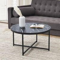 Table basse ronde Uppvidinge pour salon 45 x 80 cm marbre noir - noir [en.casa]
