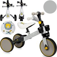 MoMi LORIS - 4en1 - Velo Bebe Draisienne - tricycle evolutif - pedales - Gris-jaune