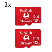 2PCS SanDisk Carte mémoire flash 128 Go UHS-I U3 microSDXC UHS-I 100/90Mb/S pour Nintendo Switch