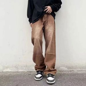 JEANS Nomikuma-Jeans à jambes larges pour femmes,viser japonais Harajuku,Mode de rue vintage,Printemps,Automne- brown[D8280]