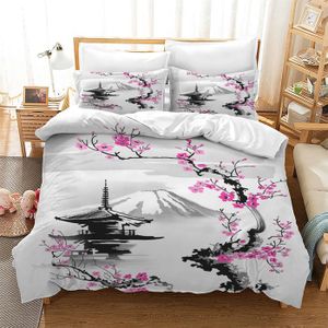 Housse de Couette 90x190 cm Enfant Sakura Violet Parure de Lit 1 Personne avec Fermeture Éclair Doux Confortable Respirant Microfibre Housse de Couette et 2 Taie d'oreiller 65x65 cm