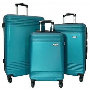 SET DE VALISES Set de 3 valises 55cm-67cm-76cm Abs Bleu turquoise - tr10423 - Marque française