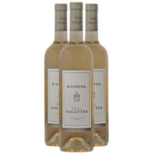 VIN BLANC Château Salettes Bandol Blanc 2022 - Bio - Lot de 3x75cl - Vin AOC Blanc de Provence - Alpes - Côtes d'Azur - Cépages Clairette,