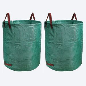 Sacs à déchets de jardin, sacs à ordures résistants imperméables verts de  42L avec des poignées, indéchirables pour des sacs d'herbe de feuille