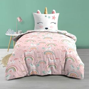Parure de lit enfant design Pina Pinki - 100% Coton - 140 x 200 cm - Rose