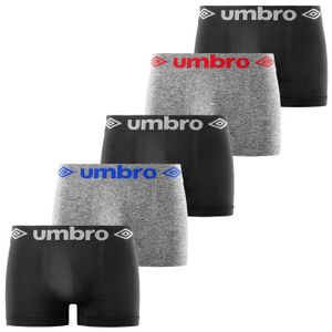 BOXER - SHORTY Umbro Boxer homme, caleçon homme SOFT TOUCH, maxi confort ceinture large (4 cm), (Lot de 5) - noir, gris