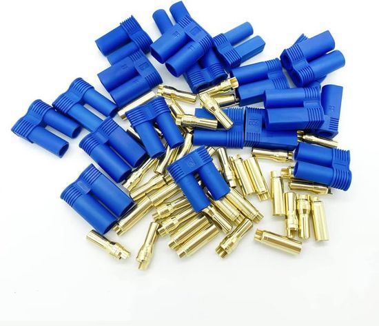 Lot De 10 Paires De Connecteurs EC5 – Fiches Mâles/femelles – 5,0 Mm Plaqué Or – Pour RC, Lipo