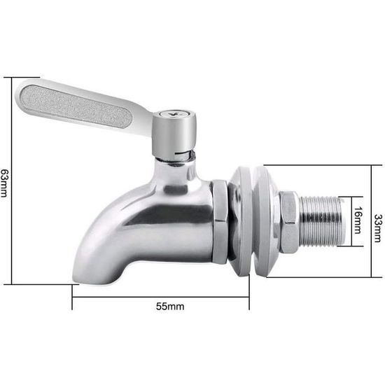 Robinet Tonneau Acier Inoxydable 16mm - Robinet Vinaigrier Et Distributeur Boissons Sans Fuite