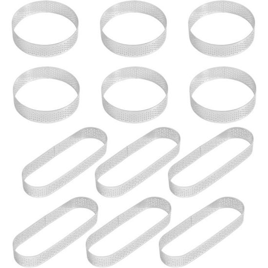 12 Anneaux Acier Inoxydable 8cm Pour Pâtisserie - Moules à Gâteau Ronds Perforés
