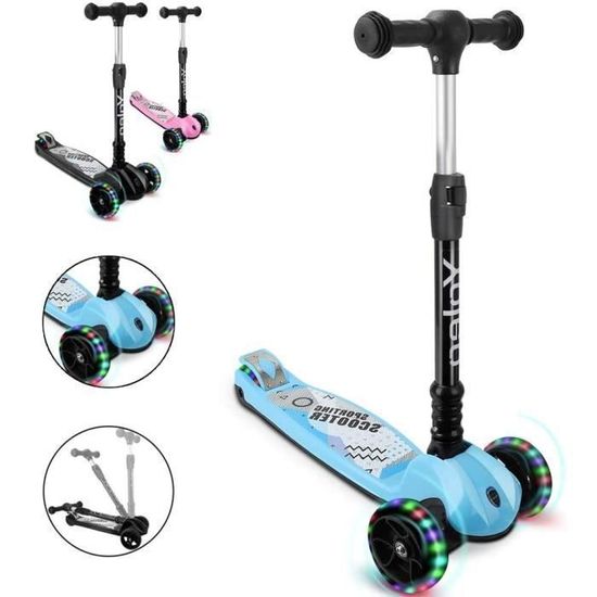 Yoleo Trottinette 3 Roues Enfant avec Grandes LED Roues Cadeau Jouet Enfant 3 Ans à 12 Ans