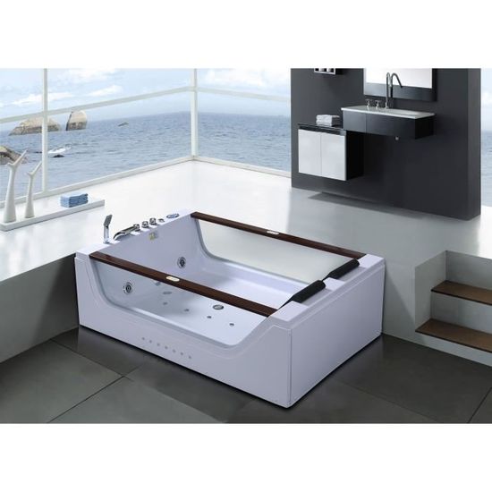 baignoire balneo bain balneo tourbillon massante positano 180 x 120 cm spa cdiscount bricolage