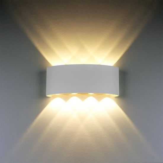 100 Lampe Murale LED 8W Blanc Moderne Aluminium LED Applique Murale Interieur Éclairage Mural, Applique Murale Lumières Blanc Chaude