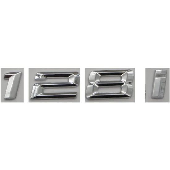 Badge Coffre Chromé BMW - Lettres, Mots, Autocollant Argent Brillant - 150x30mm - Compatible Série 1, 130i - Facile à Coller