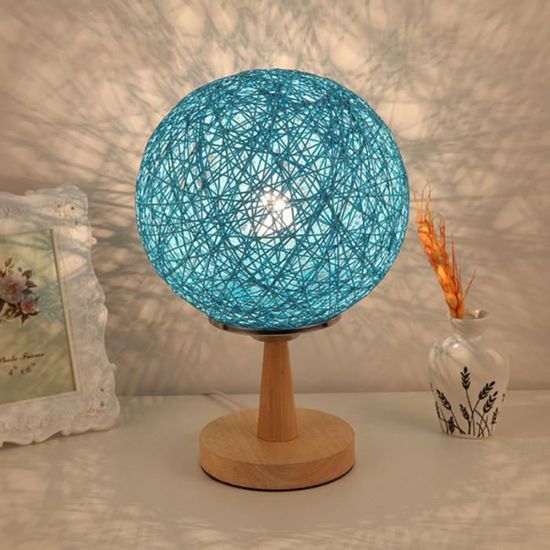 1pc boule de rotin lampe de table de chevet décorative en ficelle pour la maison de chambre à coucher   LAMPE A POSER