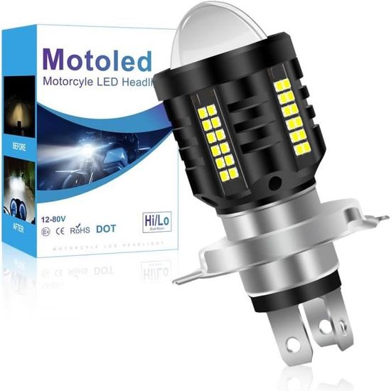 Phare LED Pour Moto H4, Faisceau Hi-Lo Blanc 6000K... - Grandado - Foto 7