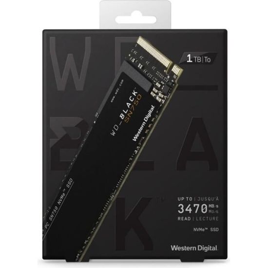 Western Digital Disque SSD interne Black Interne 1To SN750 + Dissipateur