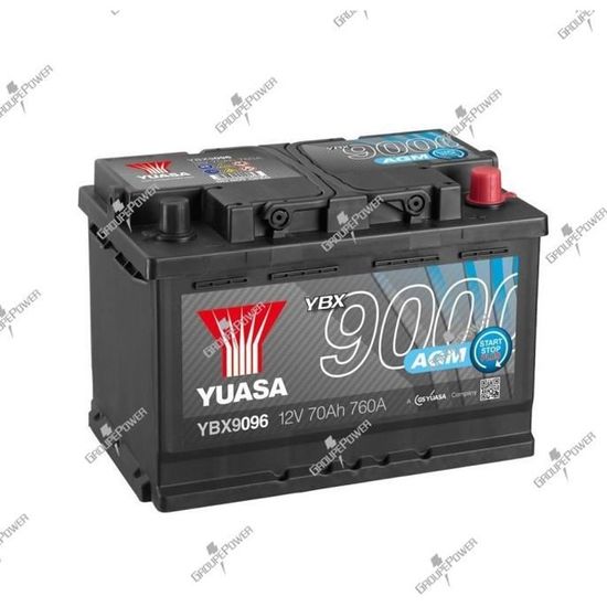 Batterie auto, voiture, bateau YBX9096 12V 70Ah 760A Yuasa AGM Start Stop Plus