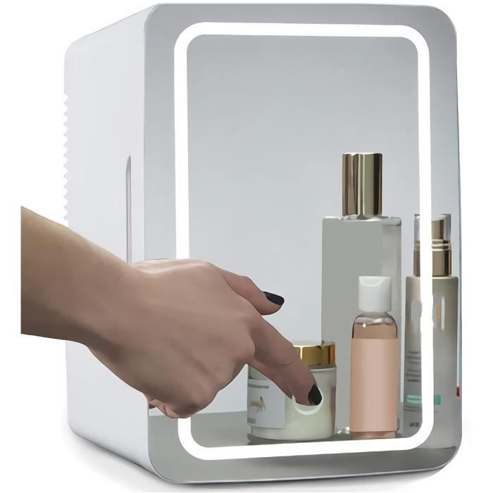 Mini frigo de chambre, frigo cosmetique, eclairage led unique et miroir