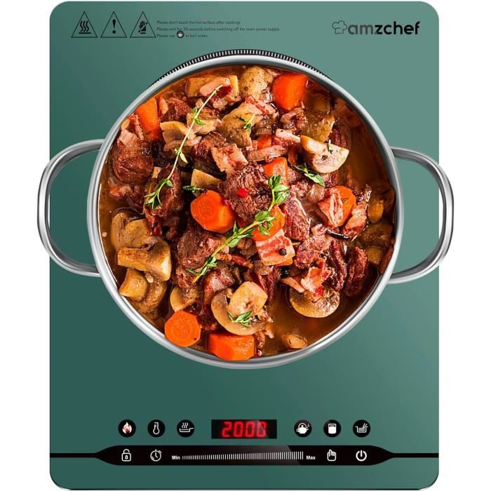 Plaque de cuisson à induction 1 plaque AMZCHEF 2000W Plaque Induction 1 feu avec, chauffage rapide,Design portable,Plage de température 60-240°C, Minuterie, fonction,Sécurité enfants,Vert Plaque de cuisson à induction 1 plaque AMZCHEF 2000W Plaque Induction 1 feu avec, chauffage rapide,Design portable,Plage de température 60-240°C, Minuterie, fonction,Sécurité enfants,Vert