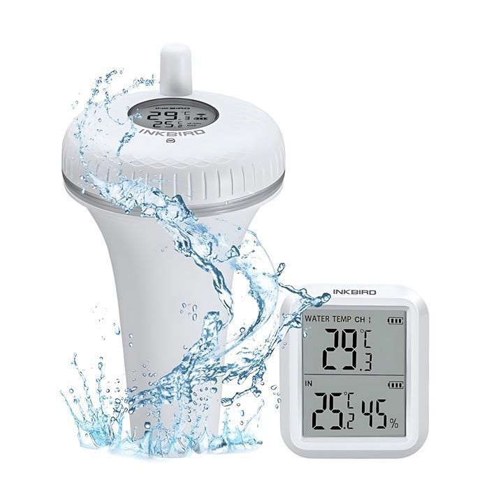 Thermomètre Piscine Flottant sans Fil Radio, Thermomètre d'eau avec Récepteur Numérique, Inkbird IBS-P01R pour Aquarium,Spa,Jacuzzi