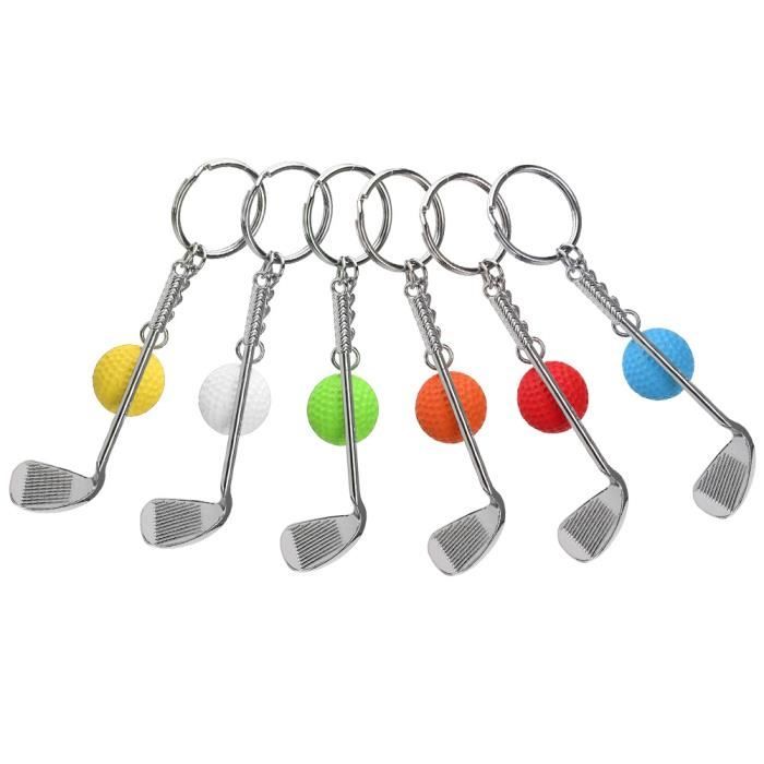 6 pièces Mini Golf Club balle porte-clés créatif porte-clés pendentif décoration pour sacs clé -TUN