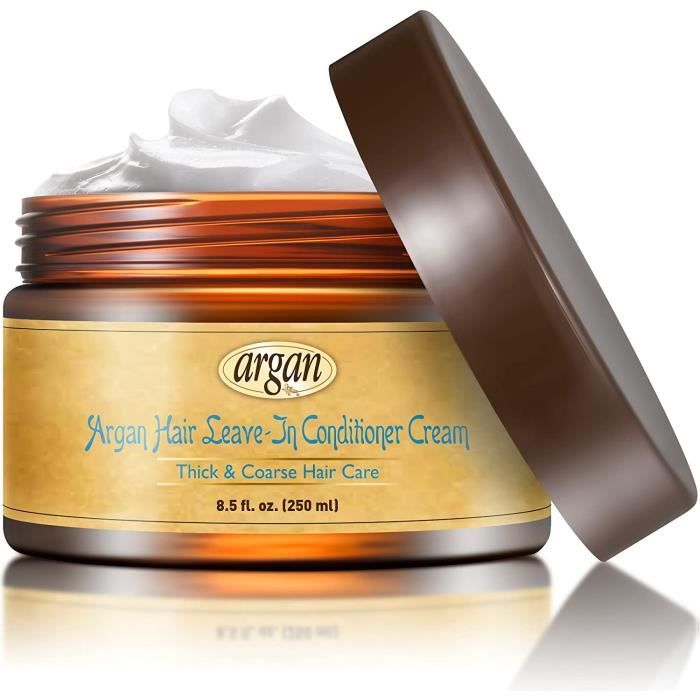 Vitamins Creme Intensive sans rinçage, Soins à l’ Huile D’ Argan pour Cheveux Afro & Epais (Secs & Crépus)