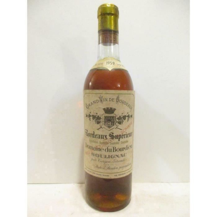 bordeaux supérieur domaine du bourdieu soulignac crème de tête liquoreux 1959 - bordeaux