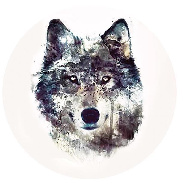 Stickers rétro réfléchissant tête de loup blanc