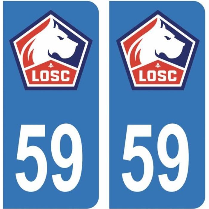 Autocollants Stickers plaque immatriculation voiture auto 59 Club LOSC Lille Olympique Sporting Club Bleu Foot