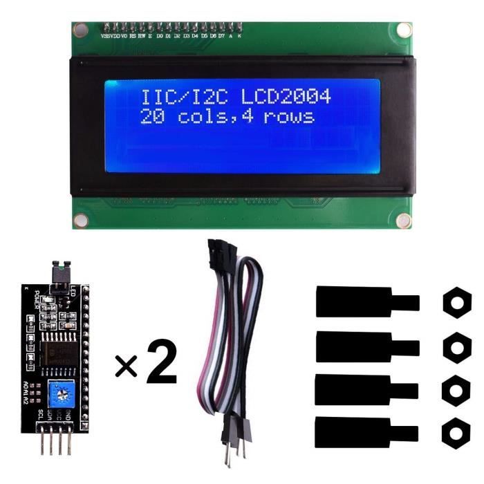 Barebones QooTec I2C IIC Module d'Affichage 2004 20x4 pour Raspberry Arduino R3 MEGA2560 avec Cables et Accessoires 13143