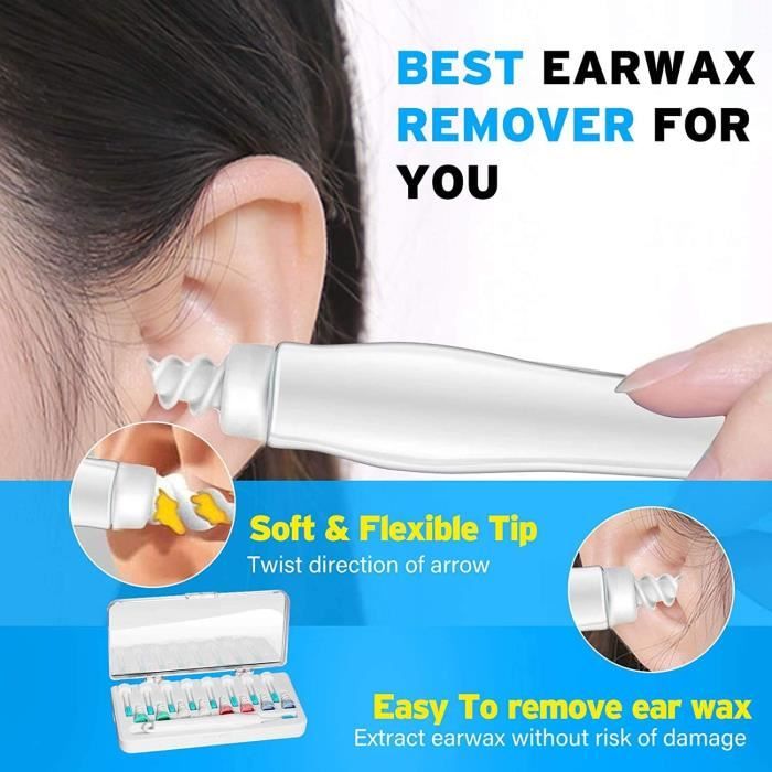 Nettoyant Oreille,Q Grips Nettoyant Oreilles,Kit d'Enlèvement de Cire d'Oreille Nettoyeur d'Oreilles Doux Confortable - Blanc