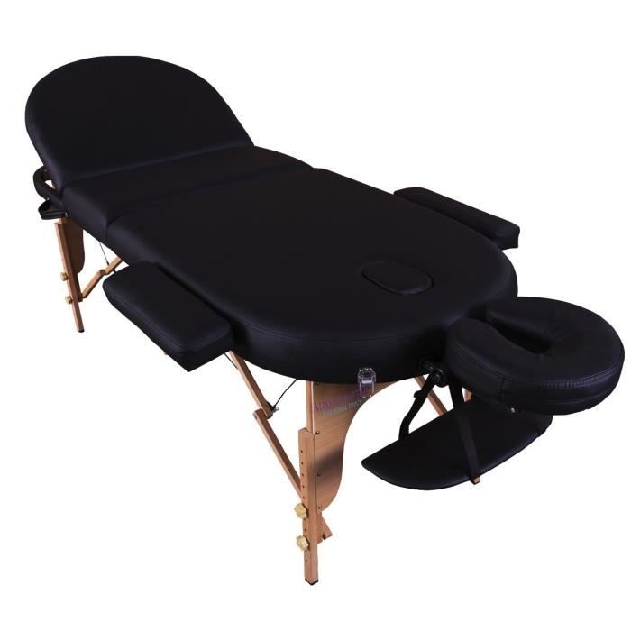 Massage Imperial® Monarch-Table de Massage Portable à 3 Zones Sections Panneaux Reiki Légère/Mousse 7cm-Couleur Noire