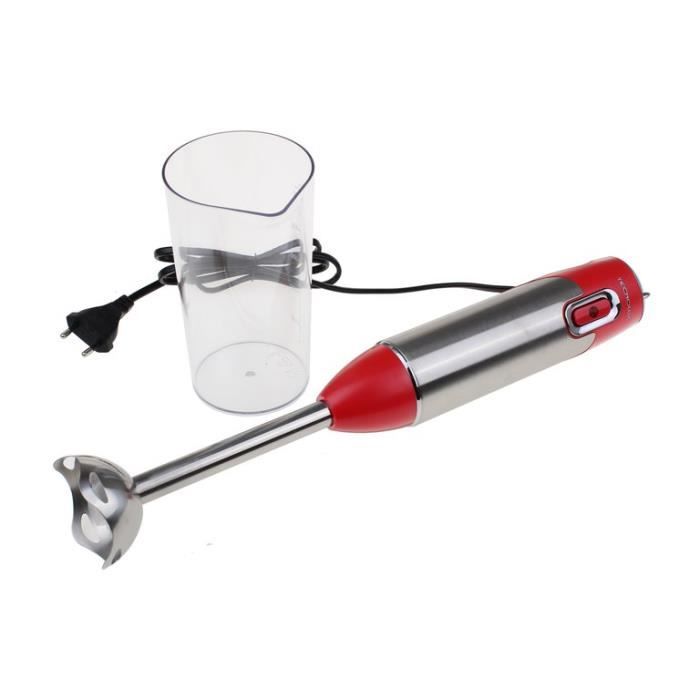 TECNOLUX - Mixeur plongeur Rouge, puissance 600W, vitesse multiple, pied mixeur inox, avec bol mesureur - PHB6002R