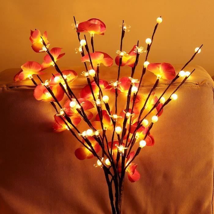 LED Branches Lumières Arbre Lumineuse Déco Pour Bonsaï Vase Papillon Orchidée Rouge Ve07005
