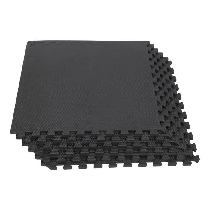 YIS Tapis de Protection Sol Imbriqués en Mousse EVA 12 mm d'Épaisseur, Tapis Puzzle de Fitness, 12 Dalles (63 x 63 x 1.2 cm), Noir