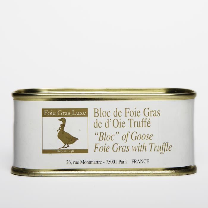 Bloc de Foie Gras d'oie Artisanal truffé - Foie Gras Luxe – Landes - Aux Truffes, à toaster - sans additifs sans ogm (200g)