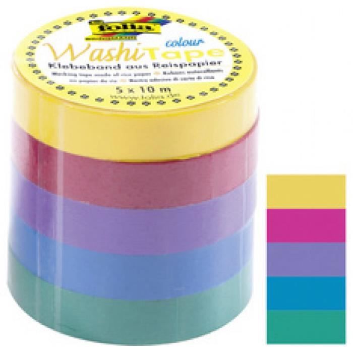 folia Ruban adh'sif d'coratif Washi-Tape UNI BASIC, kit de 5 0,000000 Noir